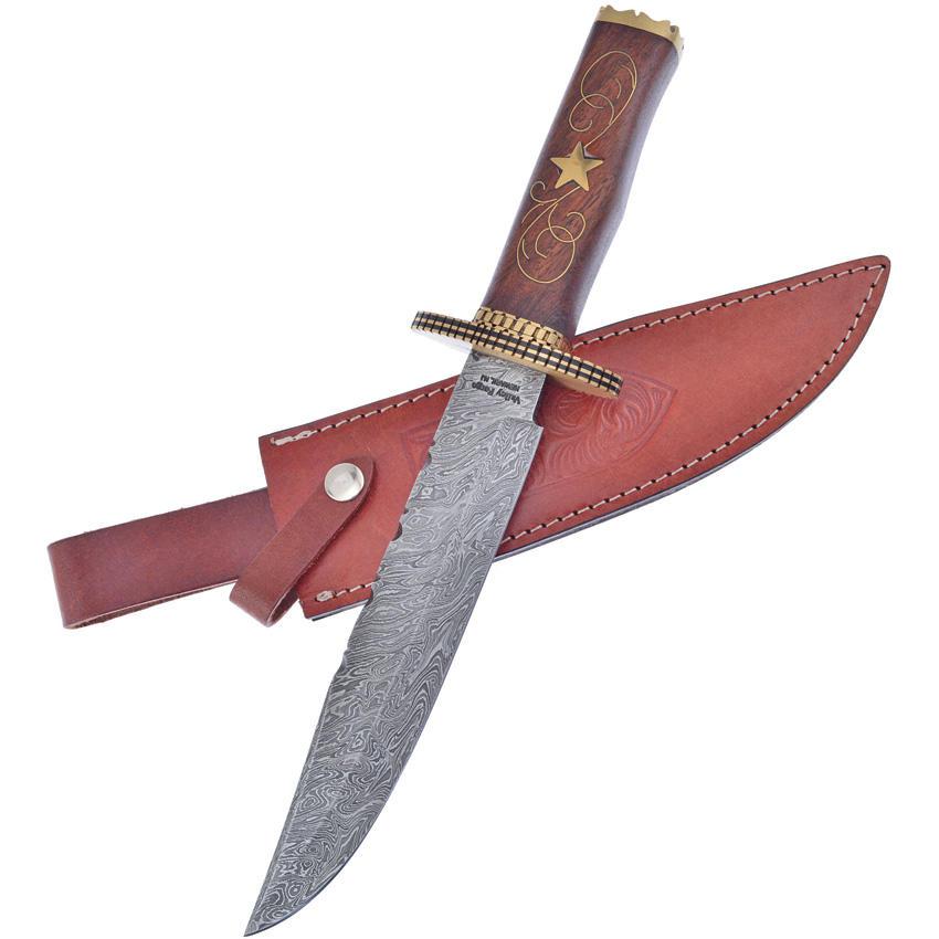 Walnut Brass Damasc Bowie