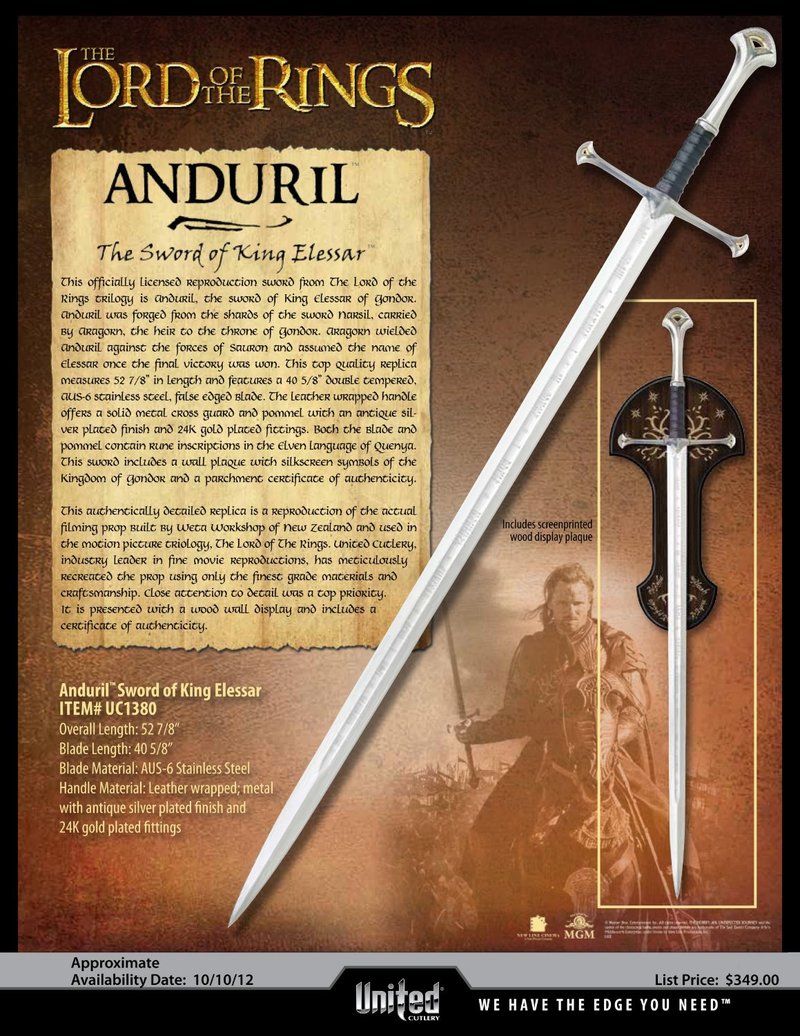 Anduril kong Elendil og Aragons sverd